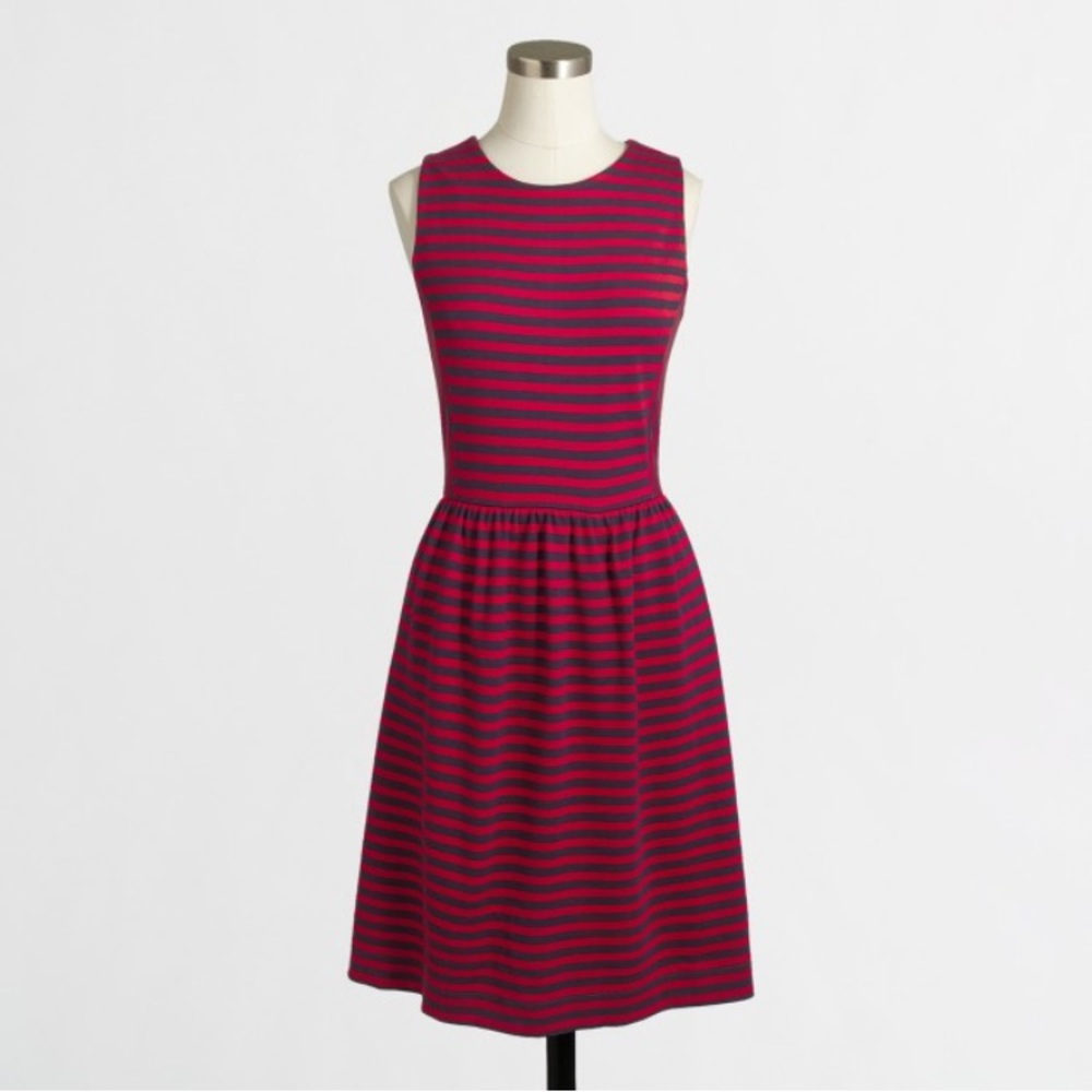 J Crew Sleeveless Striped Ponte Dress